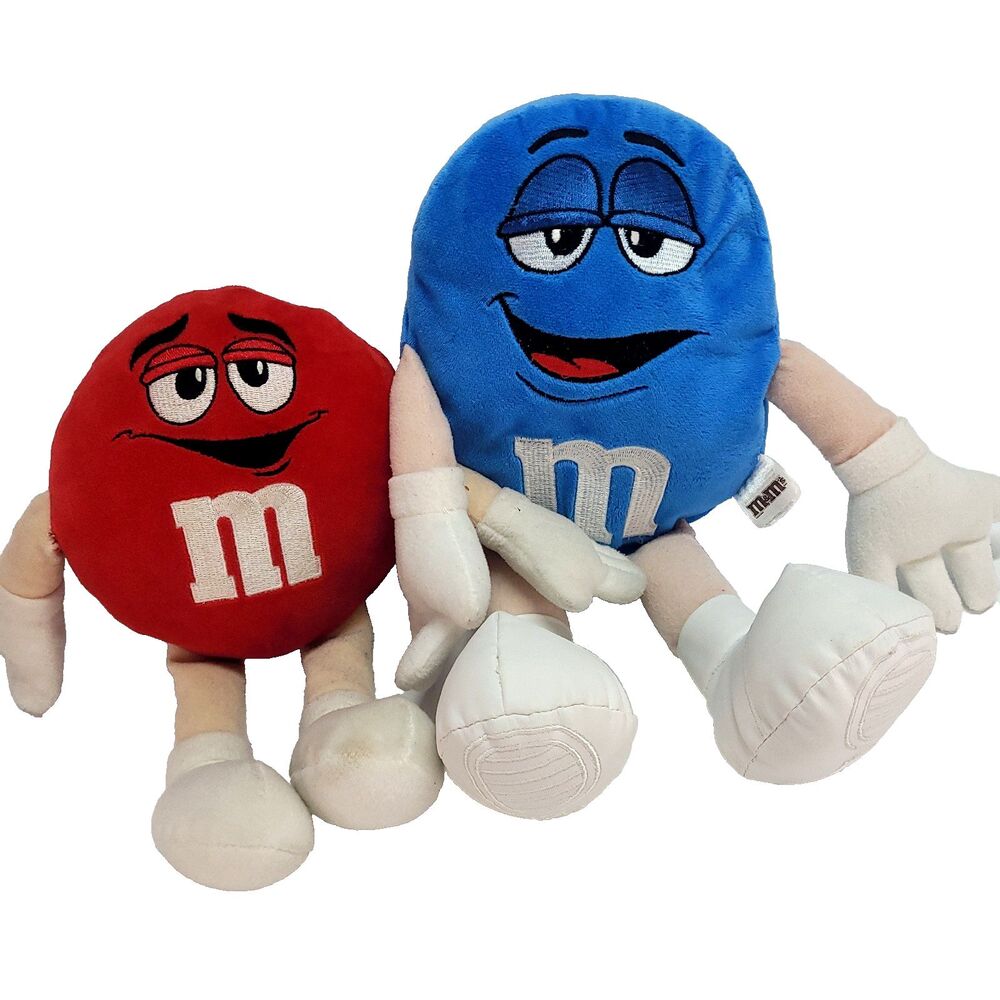 M&M Red Blue almond Chocolate Plush 2010 10"-12" M & M Stuffed Toys characters